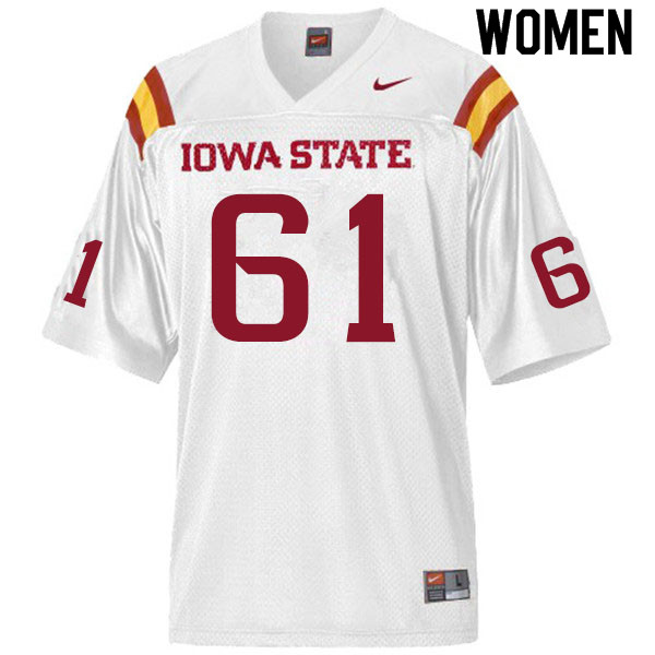 Women #61 Evan Kilstrom Iowa State Cyclones College Football Jerseys Sale-White